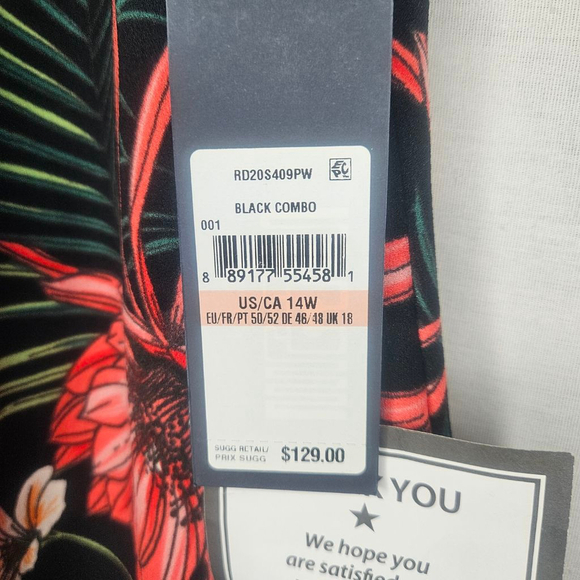 RACHEL Rachel Roy Tropical Print Sleeveless Sheath Dress NWT Sz 14W PTP 21" - Picture 13 of 13